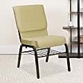Flash Furniture HERCULES Series Church Accent Chair With Book Rack, Beige Patterned Fabric/Goldvein Frame