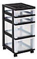 Office Depot® Brand Plastic 4-Drawer Storage Cart, 26 7/16" x 12 1/16" x 14 1/4", Black 1 thumbnail image