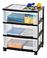 Office Depot® Brand Plastic 3-Drawer Storage Cart, 27" x 21-1/2" x 15", Black