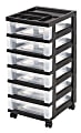 Office Depot® Brand Plastic 6-Drawer Storage Cart, 26 7/16" x 12 1/16" x 14 1/4", Black
