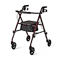 Medline Adjustable Steel Rollator With Seat, 36" x 17", Burgundy 1 thumbnail image