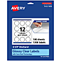 Avery® Glossy Permanent Labels With Sure Feed®, 94608-CGF100, Starburst, 2-1/4", Clear, Pack Of 1,200 1 thumbnail image