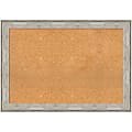 Amanti Art Rectangular Non-Magnetic Cork Bulletin Board, Natural, 41” x 29”, Crackled Metallic Plastic Frame