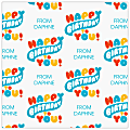Custom Full-Color Gloss Finish Wrapping Paper, Standard Roll, 7' x 29-1/4", Fun Birthday Bubble Letters 1 thumbnail image