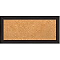 Amanti Art Rectangular Non-Magnetic Cork Bulletin Board, Natural, 34” x 16”, Furniture Espresso Narrow Plastic Frame