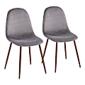 LumiSource Pebble Dining Chairs, Velvet, Gray/Walnut, Set Of 2 Chairs 1 thumbnail image