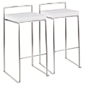 LumiSource Velvet Fuji Stacker Bar Stools, Silver/White, Set Of 2 Stools 1 thumbnail image