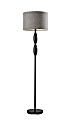 Adesso® Lance Floor Lamp, 60-1/2"H, Dark Gray/White Shade/Black Base