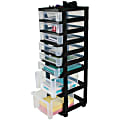 Office Depot® Brand Plastic 8-Drawer Storage Tower Cart, 41 4/5" x 12 1/10" x 14 2/5", Black