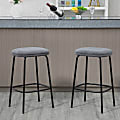 Glamour Home Ayana Boucle Fabric Backless Counter Stools, Gray/Black, Set Of 2 Stools