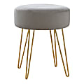Monarch Specialties Sharon Ottoman With Hairpin Legs, Gray/Gold