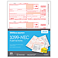 Office Depot® Brand 1099-NEC Laser Tax Forms, 3-Up, 4-Part, 8-1/2" x 11", Pack Of 25 Form Sets 1 thumbnail image