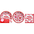 Amscan Valentine's Day Tableware Combo Pack, Red/Pink/White, Pack Of 60 Plates And Napkins