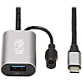Tripp Lite USB C Active Extension Cable USB C to USB-A USB 3.1 Gen 1 M/F 5M - First End: 1 x Type A Female USB, First End: 1 x Power - Second End: 1 x Type C Male USB - 640 MB/s - Extension Cable - Nickel Plated Connector - Black, Gray