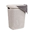 Mind Reader 50L Slim Laundry Hamper Clothes Basket With Lid, 21"H x 13-3/4"W, Ivory