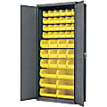 Akro-Mils AkroBin Cabinet - 36" x 18" x 78" - Flush Door(s) - 1000 lb Load Capacity - Heavy Duty, Back Panel, Durable, Key Lock, Welded - Gray, Yellow - Powder Coated - Steel, Metal, Steel