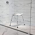 Flash Furniture Hercules Adjustable Bath And Shower Chair With Non-Slip Feet, 21-1/2"H x 19"W x 17"D, White 1 thumbnail image