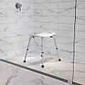 Flash Furniture Hercules Adjustable Bath And Shower Chair With Non-Slip Feet, 21-1/2"H x 19"W x 17"D, White