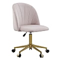 Linon Ashland Velvet Mid-Back Office Desk Chair, Blush Pink/Gold 1 thumbnail image