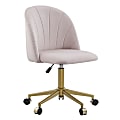 Linon Ashland Velvet Mid-Back Office Desk Chair, Blush Pink/Gold