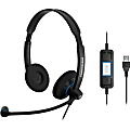 Sennheiser SC 60 USB CTRL Headset - Stereo - USB - Wired - 60 Hz - 16 kHz - Over-the-head - Binaural - Supra-aural - 6.89 ft Cable - Noise Cancelling Microphone - Black 1 thumbnail image