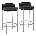 LumiSource Chloe Counter Stools, Chrome/Black, Set Of 2 Stools