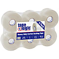 Tape Logic® #400 Industrial Acrylic Tape, 3" Core, 2" x 220 Yd., Clear, Case Of 6