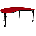 Flash Furniture Mobile Height Adjustable Thermal Laminate Kidney Activity Table, 25-3/8”H x 48''W x 96''L, Red