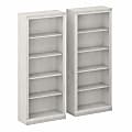 Bush Business Furniture Saratoga 72"H 5-Shelf Bookcases, Linen White Oak, Set Of 2 Bookcases, Standard Delivery