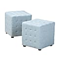 Baxton Studio Modern And Contemporary Tufted Cube Ottomans, Light Blue, Set Of 2 Ottomans
