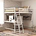 Flash Furniture Riley Loft Bed Frame With Desk, Full, 57-1/2”L x 78-3/4”W x 57-1/2”D, White