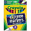 Crayola Ultra Bright eXtreme Markers - Bold Marker Point - Neon Yellow, Shocking Pink, Tropical Violet, Electric Blue, Glowing Green, Infra Red, Hot Magenta, Fiery Orange - 8 / Set