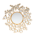 Baxton Studio Castiel Round Bubble Accent Wall Mirror, 36”H x 36”W x 1/4”D, Antique Goldleaf