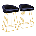 LumiSource Canary Contemporary Counter Stools, Gold/Blue, Set Of 2 Stools 1 thumbnail image