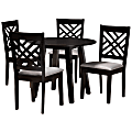 Baxton Studio Lilly Dining Set, 29-15/16”H x 35-7/16”W x 35-7/16”D, Gray/Dark Brown 1 thumbnail image