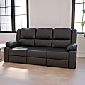 Flash Furniture Harmony Series LeatherSoft™ Faux Leather Sofa With 2 Built-In Recliners, Black