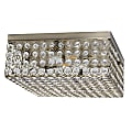 Lalia Home Glam 2-Light Square Flush-Mount Ceiling Lamp, 12"W, Crystal/Antique Brass