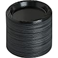 Genuine Joe Round Plastic Black Plates - 125 / Pack - Serving - Disposable - Black - Plastic Body - 1000 / Carton
