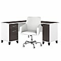Bush® Furniture Somerset 60"W L-Shaped Desk With Mid-Back Leather Box Chair, Storm Gray/White, Standard Delivery 1 thumbnail image