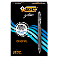 BIC® Gel-ocity Retractable Gel Pens, Medium Point, 0.7 mm, Translucent Barrel, Black Ink, Pack Of 24