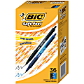 BIC® SoftFeel Retractable Ballpoint Pens, Medium Point, 1.0 mm, Assorted Barrels, Assorted Ink Colors, Box Of 36
