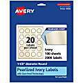 Avery® Pearlized Permanent Labels With Sure Feed®, 94506-PIP100, Round, 1-1/2" Diameter, Ivory, Pack Of 2,000 Labels