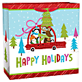 Amscan Christmas Happy Friendly Holiday Large Square Bags With Gift Tags, 12"H x 12"W x 5"D, Pack Of 20 Bags