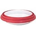 Anchor Hocking 9.5 in. Deep Pie w/Wide Fluted Edge and Red Expandable Cover - Baking, Browning - Dishwasher Safe - Microwave Safe - Oven Safe - Red, Clear - Glass Body - 3 Each