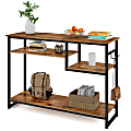 Bestier Console Table With 4-Tier Storage Shelves & 2 Hooks, 29-15/16"H x 39-3/8"W x 11-13/16"D, Rustic Brown 1 thumbnail image