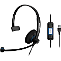 Sennheiser SC 30 USB ML Headset - Mono - USB - Wired - 60 Hz - 16 kHz - Over-the-head - Monaural - Supra-aural - 6.89 ft Cable - Noise Cancelling Microphone - Black, Orange 1 thumbnail image