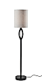 Adesso Mayfair Floor Lamp, 61”H, Light Textured Gray Shade/Black Base