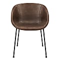 Eurostyle Zach Faux Leather Side Chairs With Arms, Brown/Black, Set Of 2 Chairs