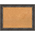 Amanti Art Rectangular Non-Magnetic Cork Bulletin Board, Natural, 33” x 25”, Bark Rustic Char Plastic Frame 1 thumbnail image