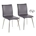 LumiSource Mason Upholstered Chairs, Gray/Stainless Steel, Set Of 2 Chairs